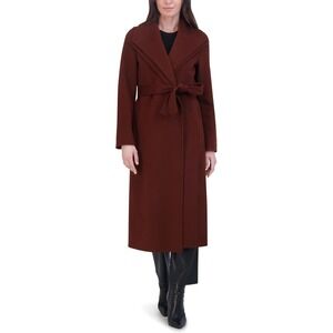 TAHARI Women's Slim Fit Double-Faced Wool Blend Wrap Coat with Tie Belt NEW Tags